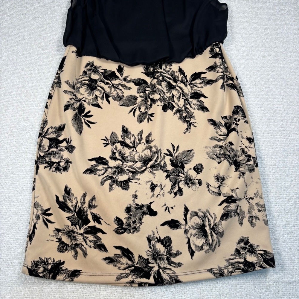 marianne floral formal black beige mini dress coquette chic office siren Y2K - Picture 5 of 9